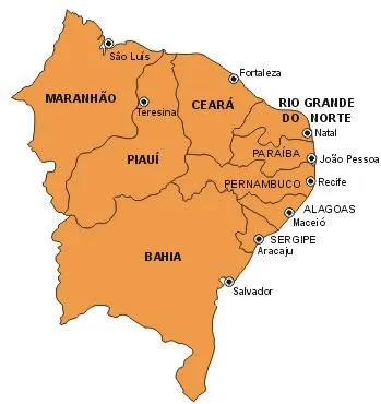 Mapa da Região Nordeste