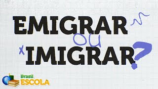 Texto "Emigrar e imigrar?" escrito sobre fundo branco de folha pautada.