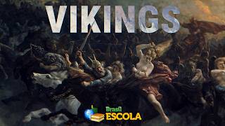 "Vikings" escrito sobre homens e mulheres em batalha.