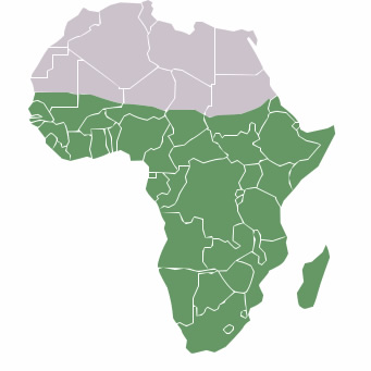 Mapa da África Negra ou Subsaariana, que ocupa cerca de 70% do continente africano