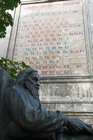 Monumento em Petersburgo, Rússia, em homenagem ao famoso cientista Dimitri Mendeleyev, o autor da Tabela Periódica
