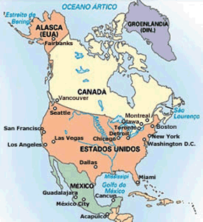 Mapa da América do Norte