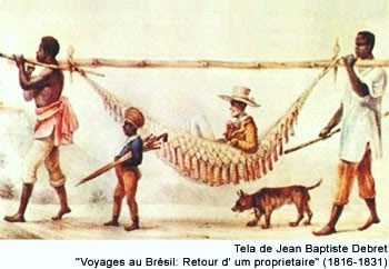 A tela de Jean-Baptiste Debret (1768-1848), Retorno de um proprietário, ilustra a ordem social excludente e exploradora do Brasil