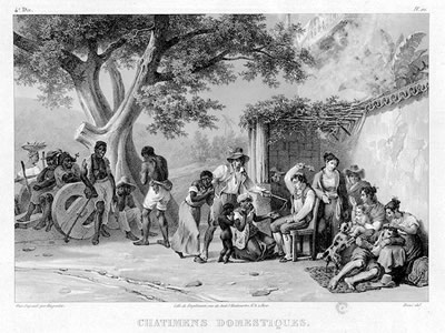 Trabalho de Johann Moritz Rugendas (1802-1858), Castigos Domésticos, representa as situações de vida dos escravos africanos no Brasil