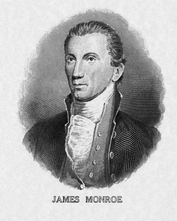 Acima, imagem do presidente dos EUA, James Monroe, na década de 1820