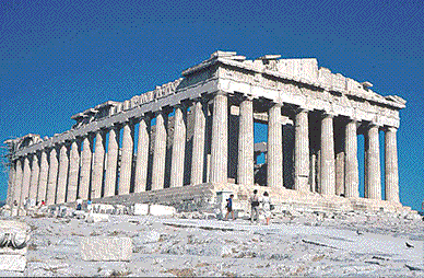 Partenon: templo construído em homenagem à deusa Atena.