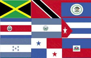 Bandeiras de alguns países da América Central
