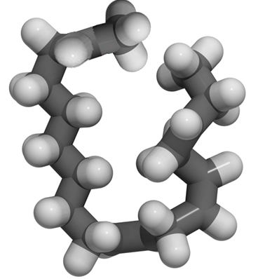 Na molécula do alcano acima, existem 15 átomos de carbono, portanto, seu nome é pentadecano