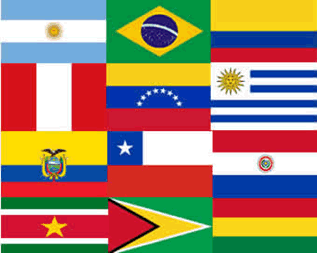 Conjunto de bandeira de países da américa do sul