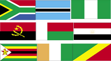 Bandeiras de alguns países da África