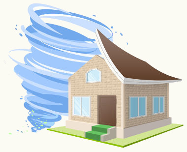 A velocidade dos ventos nos furacões diminui a pressão na região do telhado, e a diferença de pressão que se estabelece arranca o teto das casas