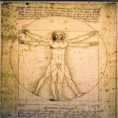 O Homem Vitruviano é um famoso desenho de Leonardo da Vinci - grande representante do Renascimento e das ideias antropocêntricas