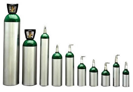 O volume total das misturas de gases em cilindros como esses é obtido pela somatória dos volumes parciais desses gases