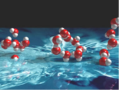 Moléculas de água se agrupando