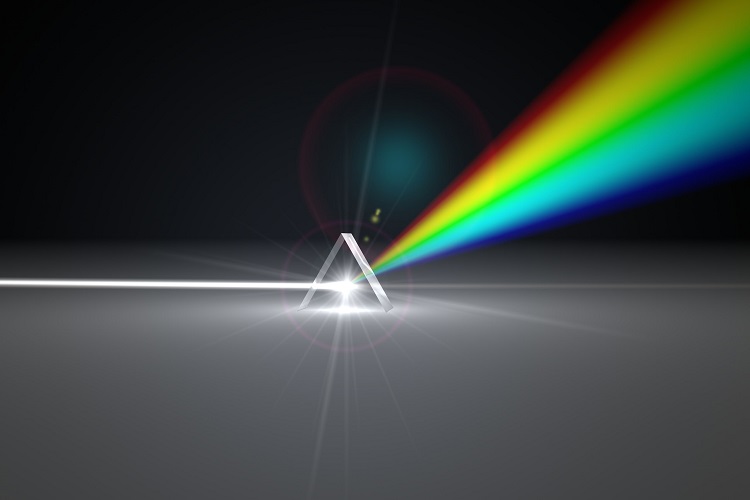 A luz dispersa-se ao passar por um prisma em razão dos diferentes índices de refração para cada frequência de luz.