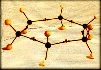 Representação de um cicloexano usado como solvente e removedor de tintas e vernizes