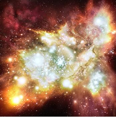 Conjunto de estrelas recém-formadas que contém um milhão de estrelas brancas e azuis duas vezes mais quentes do que as estrelas na nossa vizinhança
